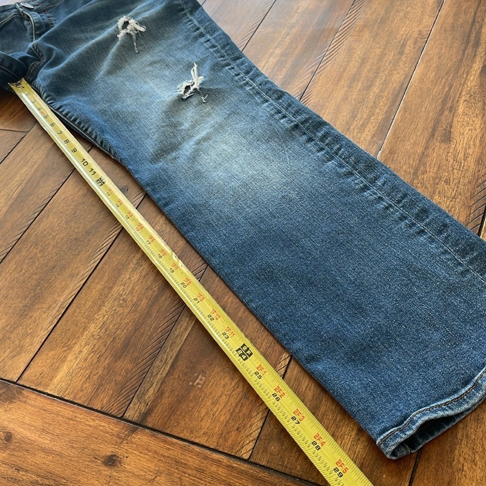 KUT blue denim jeans distressed torn straight leg high rise size 14 - Picture 5 of 14